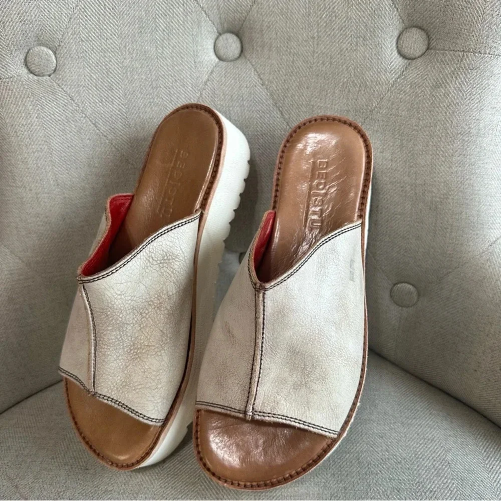 Bed Stu Fairlie II leather platform slides size 8.6 nectar lux